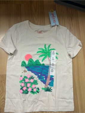Cat & Jack Cream Tropical Scene Tee - Pink & Green & Blue
